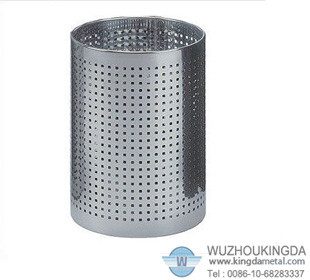 Cylindrical steel wastebasket
