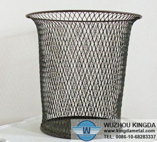 Large metal wire trash basket