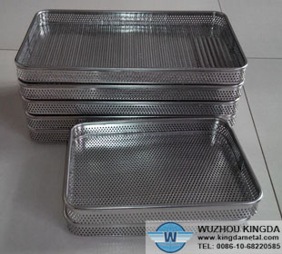 Perforated metal basket tray