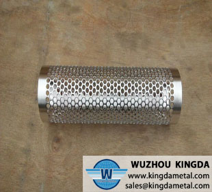 Perforated metal oil filter tube