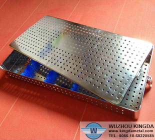 Perforated stainless instrument tray