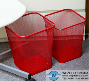 Red wire waste basket