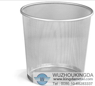 Round metal mesh waste basket