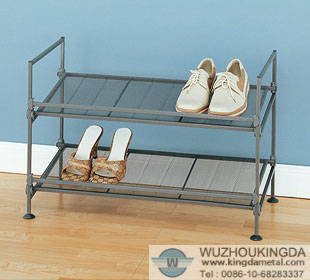 Two-tier mesh shoe storage rack