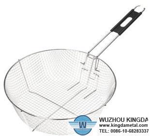 Wire mesh strainer frying basket