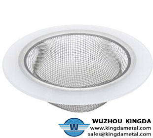 Wire mesh strainer in sink