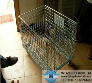 Hot dipped galvanized folding mesh container