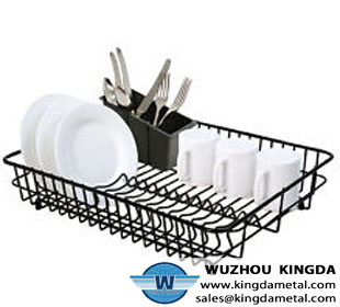 Metal <a href='http://www.kingdametal.com' target='_blank' class='fontb'>dish drainer</a> in sink