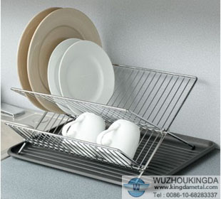 Metal folding dish drainer