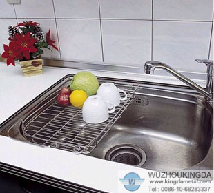 Metal over sink dish drainer