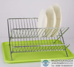 Stainless metal folding dish drainer