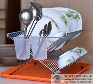 Steel folding dish drainer