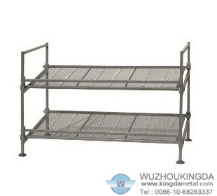 Two-tier mesh shoe storage rack