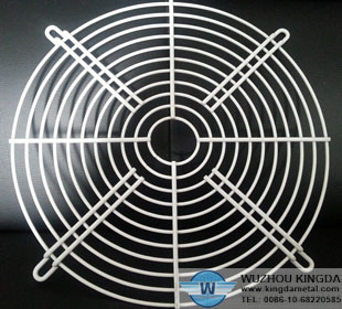 White wire mesh fan guard