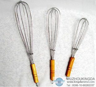 Wooden handle egg beater